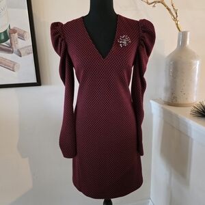 🔥Donna Morgan Elegant Burgundy V-Neck Dress